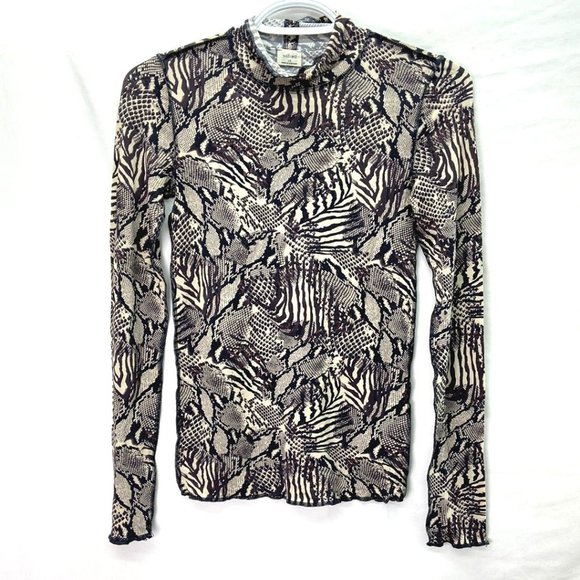 Wilfred Long Sleeve Women's Top Patterned Cream/Brown - Size XS - Picture 1 of 5